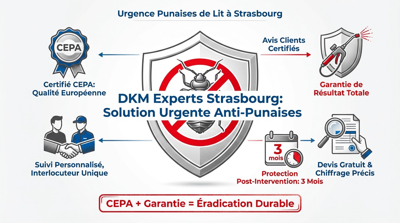 Intervention professionnelle de DKM Experts contre les punaises de lit à Strasbourg