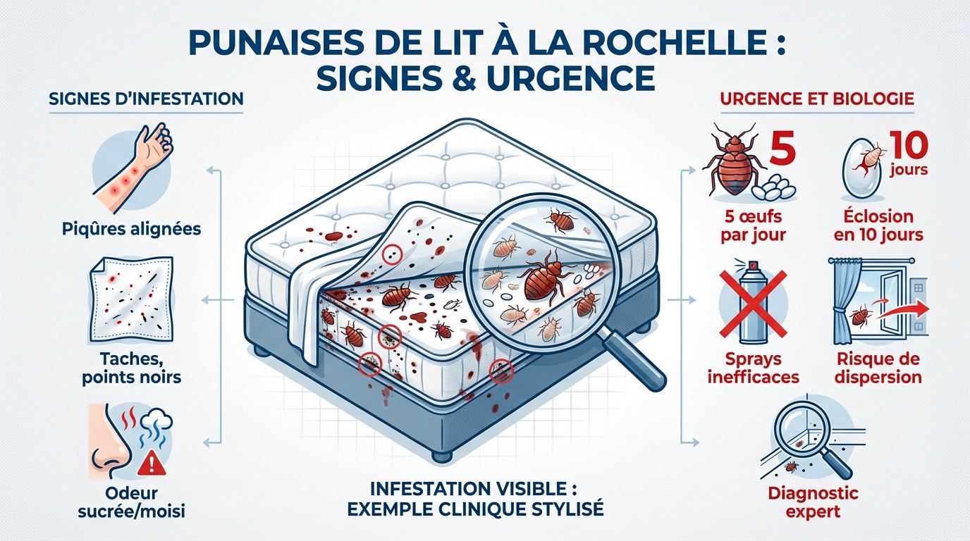 Inspection d'un matelas pour détecter un traitement punaise de lit La Rochelle