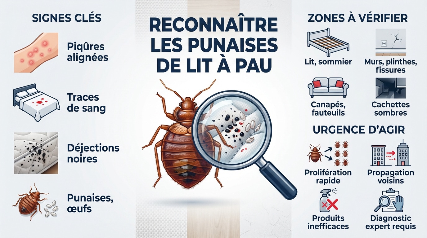 Identification des signes d'infestation de punaises de lit dans un logement à Pau